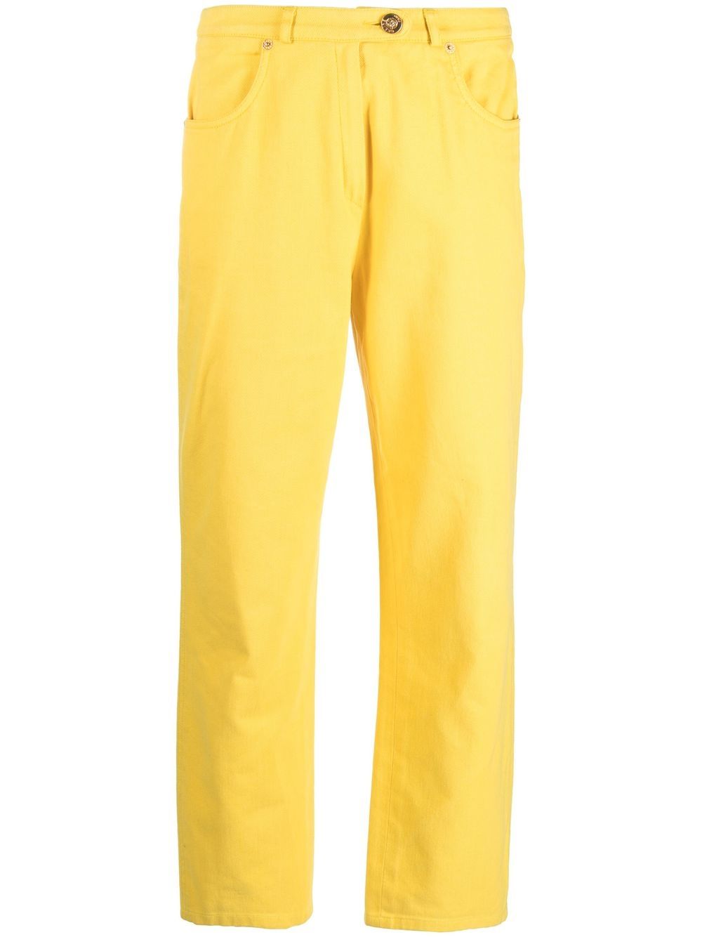 Pre-owned Celine 1980s High-waisted Tapered Jeans In Yellow