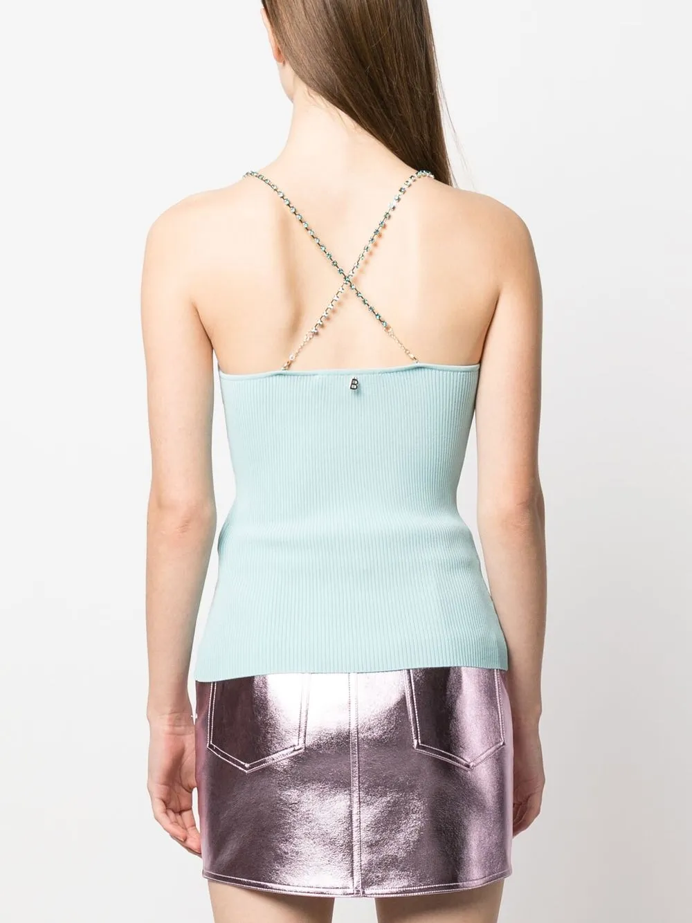 Blugirl Crystal-embellished Strap Knit Top In Blau