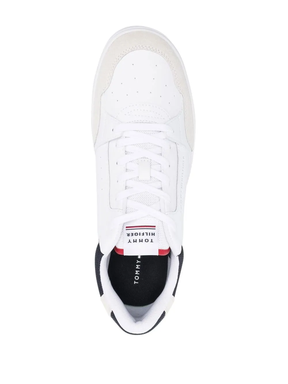 Tommy Hilfiger Elegant White Lace-up Sneakers With Contrast Detail In Weiss