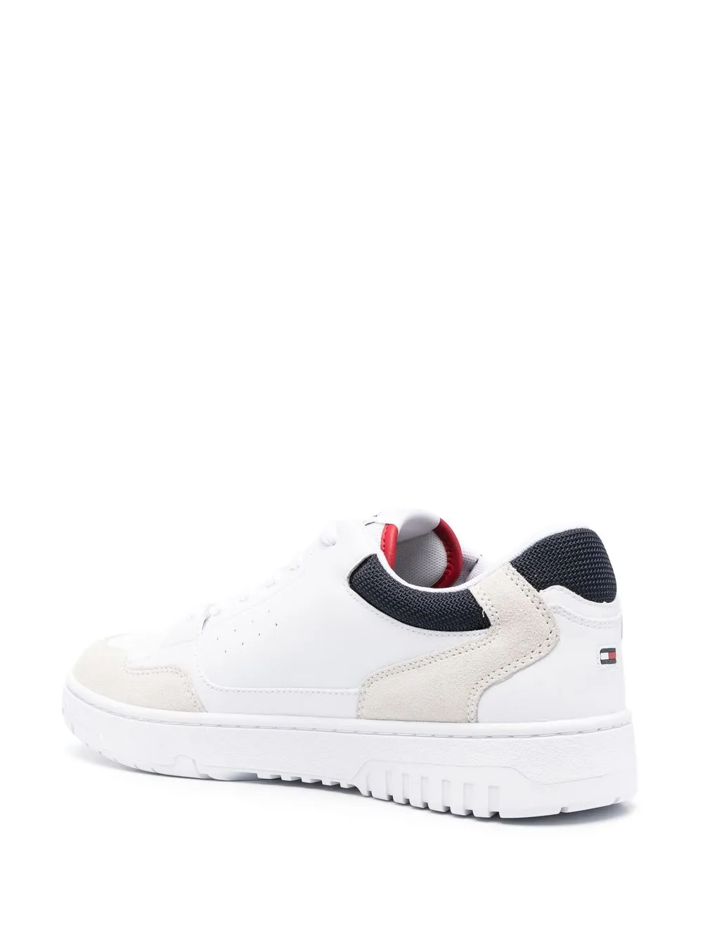 Tommy Hilfiger Elegant White Lace-up Sneakers With Contrast Detail In Weiss