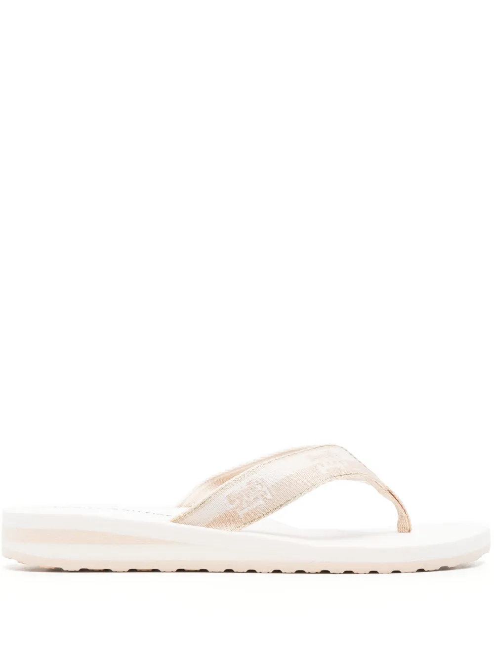 Tommy Hilfiger Jacquard-logo Flip Flops In Neutrals