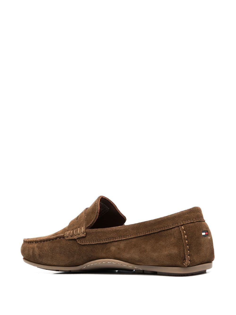 Shop Tommy Hilfiger Suede Leather Loafers In Brown