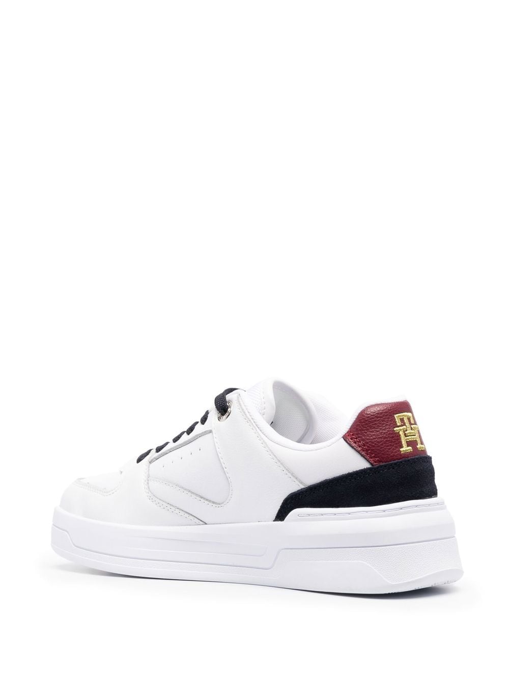 Shop Tommy Hilfiger Monogram Low-top Leather Sneakers In 白色