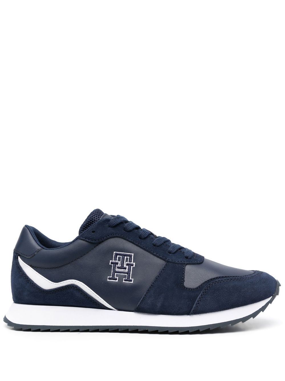 Tommy Hilfiger Embroidered Th Monogram Low-top Sneakers In Blau