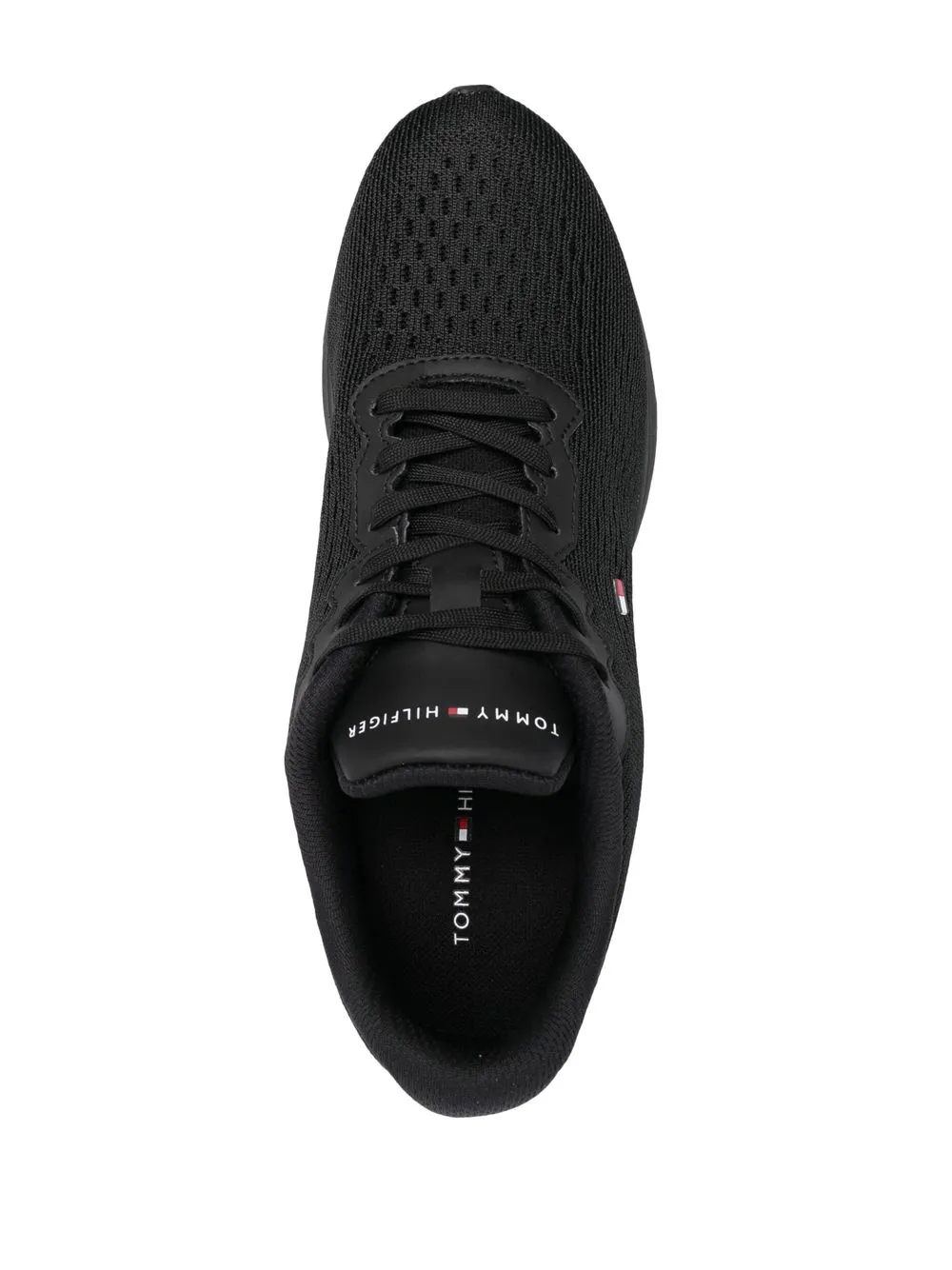 Tommy Hilfiger Logo-embroidered Mesh Sneakers In 黑色