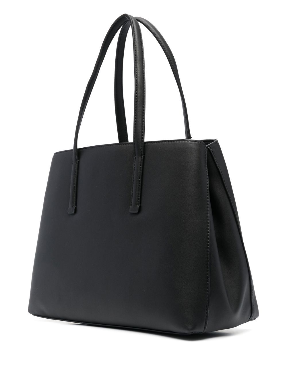 Shop Calvin Klein Logo-lettering Faux-leather Tote Bag In Black