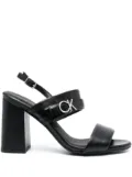 Calvin Klein 100mm logo-plaque leather sandals - Black
