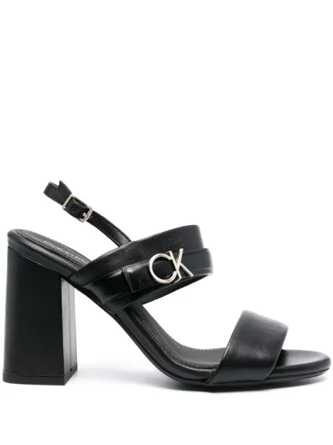 Calvin Klein 100mm logo-plaque leather sandals