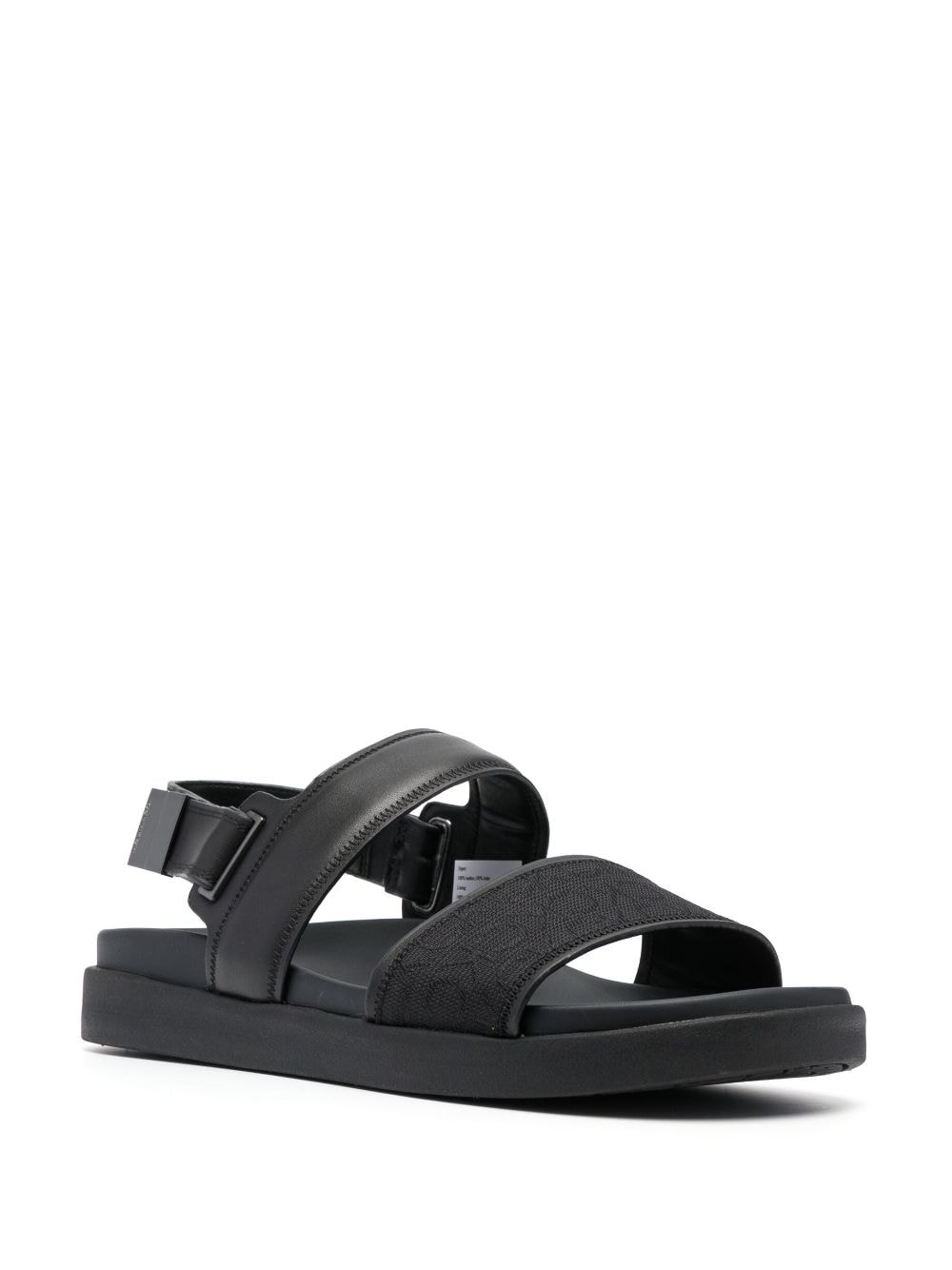 Shop Calvin Klein Jacquard Leather Sandals In Schwarz