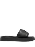 Calvin Klein logo-plaque leather slides - Black