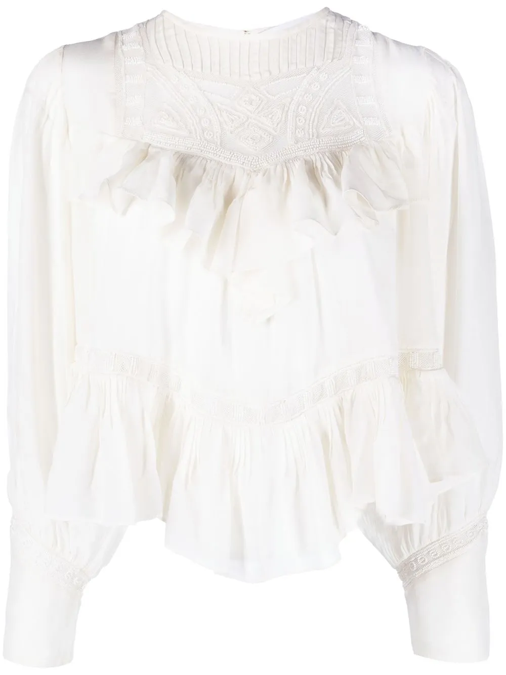 

IRO embroidered-motif ruffled blouse - White