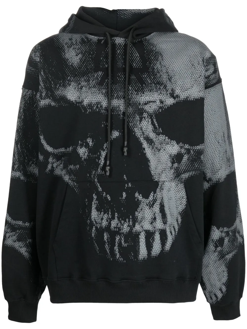 skull-print cotton hoodie