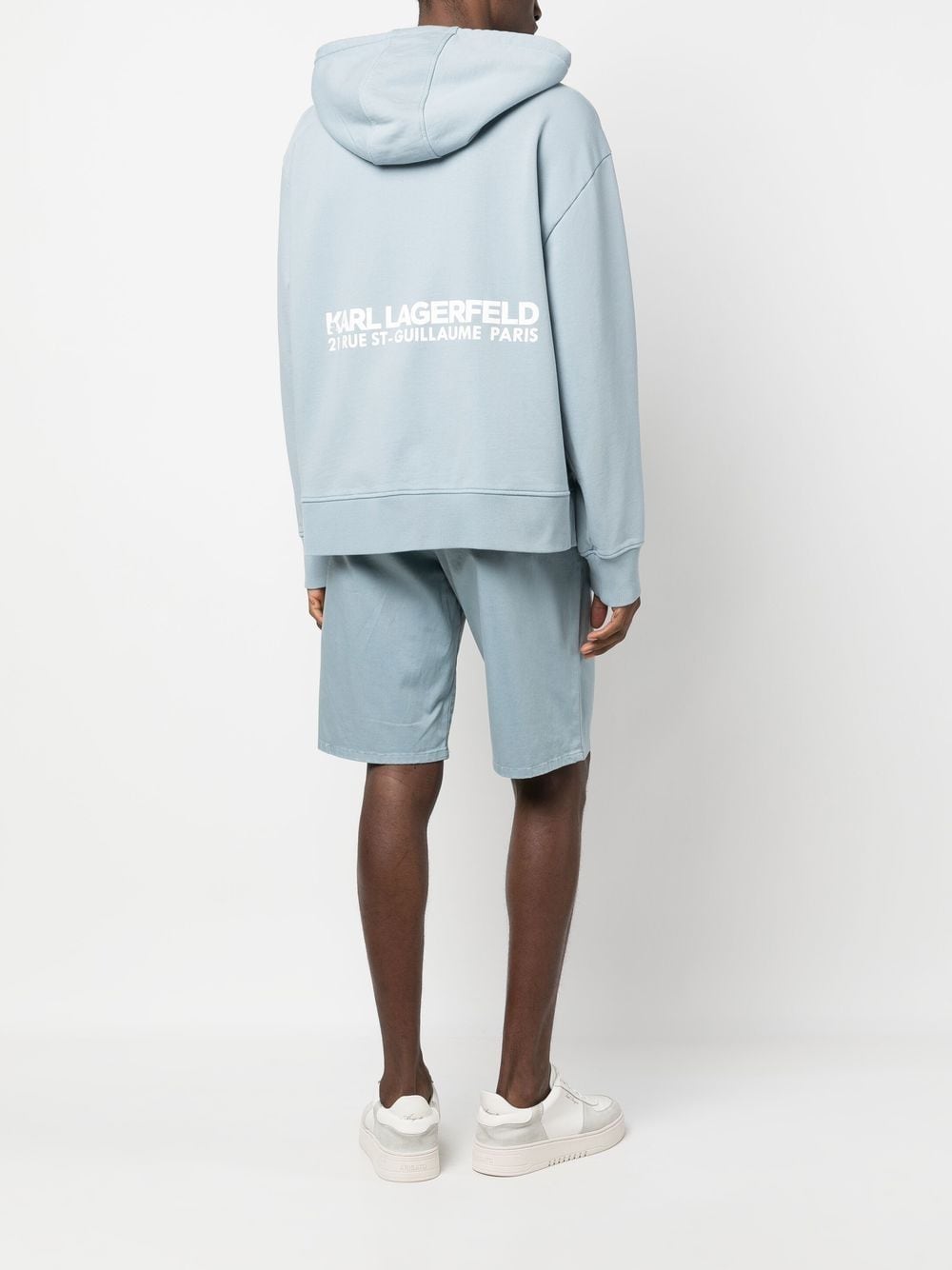 Shop Karl Lagerfeld Logo-print Zip-up Hoodie In Blue