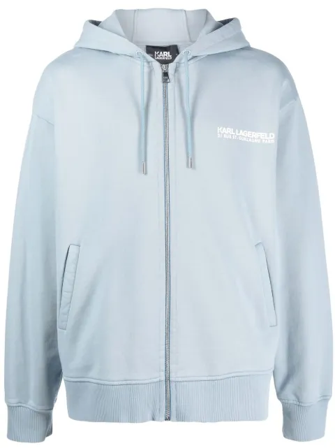 Karl Lagerfeld hoodie con cierre y logo estampado