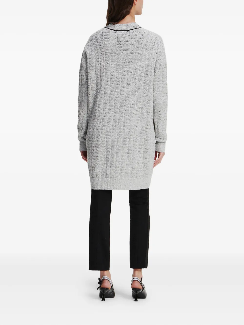  Karl Lagerfeld Bouclé Longline Cardigan - Grey 