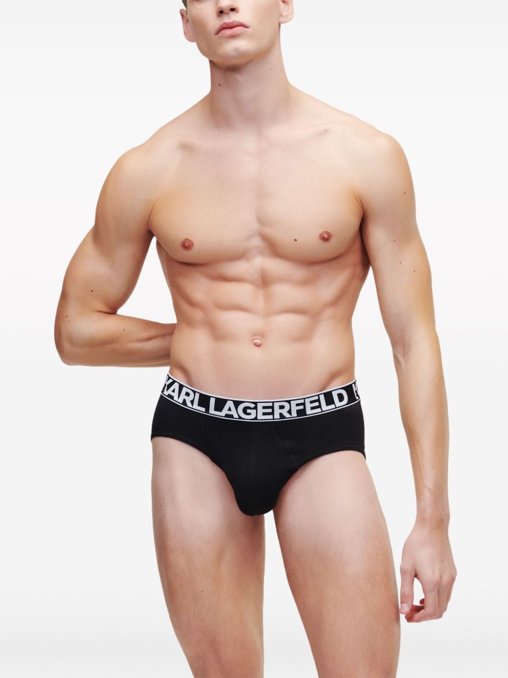 Karl Lagerfeld Twee boxershorts met logoband Zwart