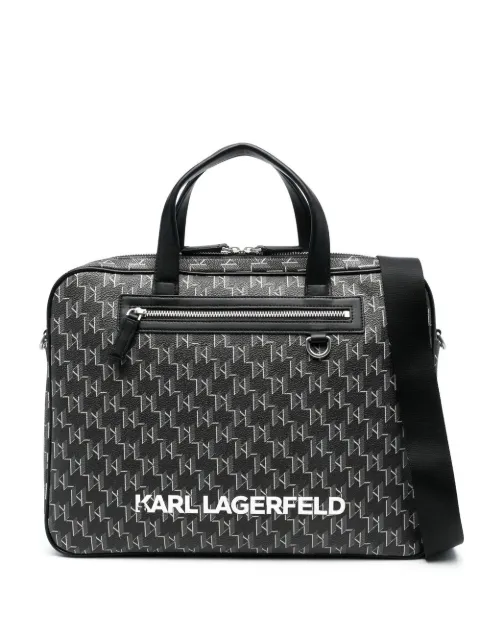 Karl Lagerfeld monogram-print faux-leather briefcase