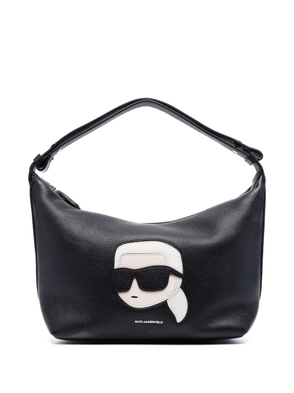 Shop Karl Lagerfeld Lea Ikonik-motif Shoulder Bag In Black