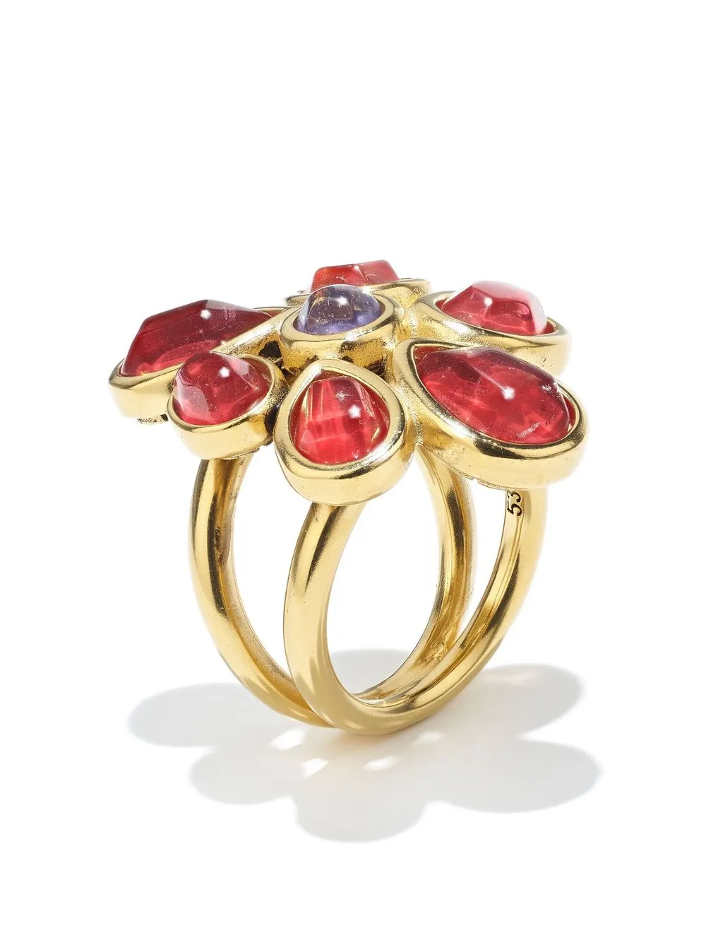 Goossens Anello placcato oro 24kt con cristalli taglio cabochon