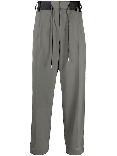 sacai - contrasting-waistband trousers