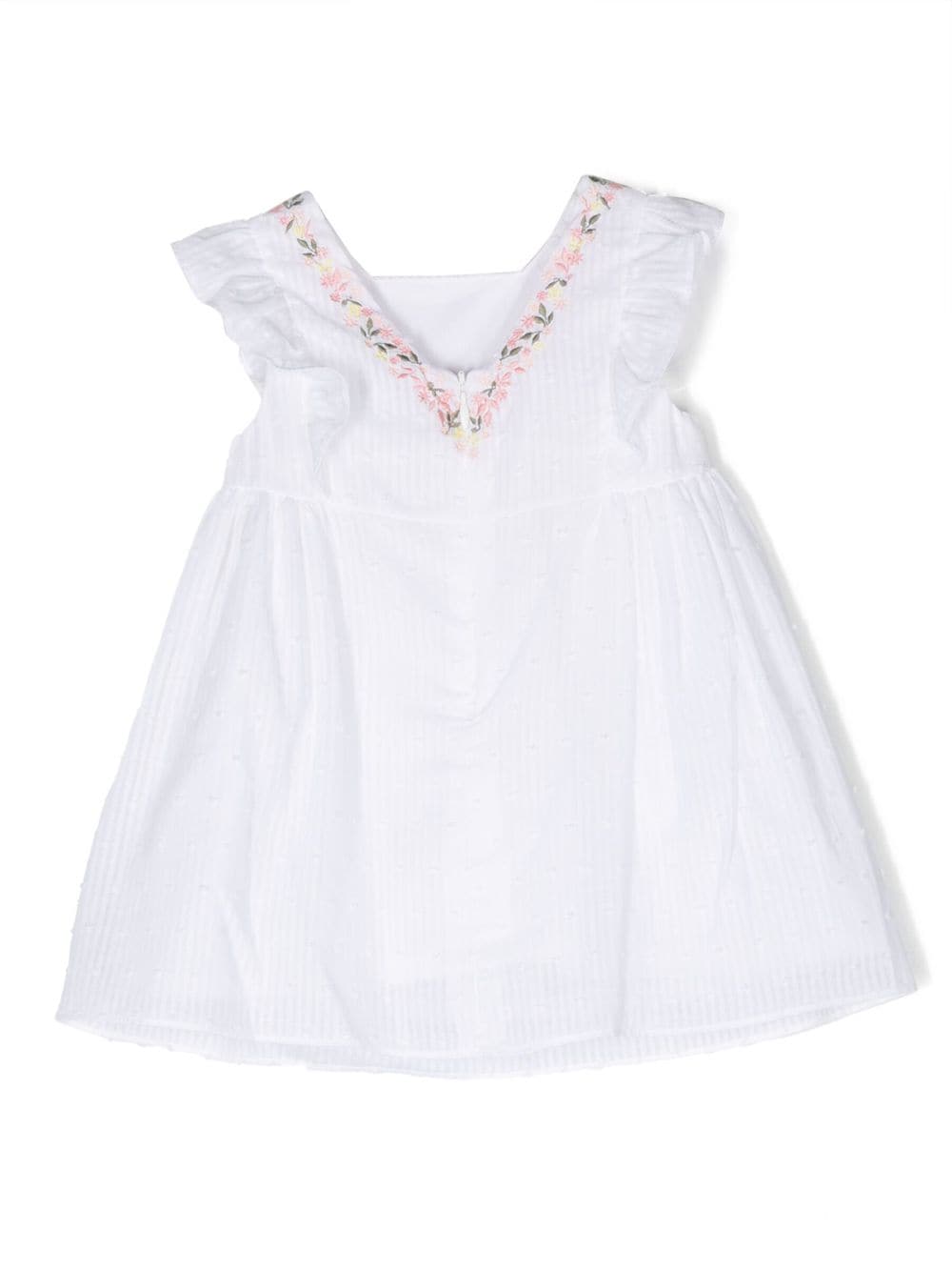 Shop Tartine Et Chocolat Floral-embroidered Sleeveless Dress In White