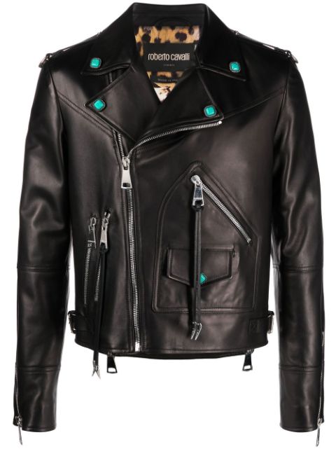 Roberto Cavalli embellished biker jacket