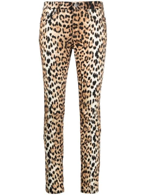 Roberto Cavalli Calça jeans com estampa de leopardo