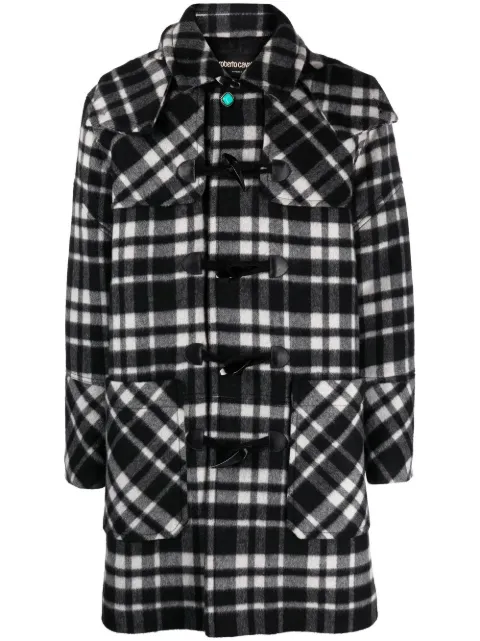 Roberto Cavalli check-patterned duffle coat