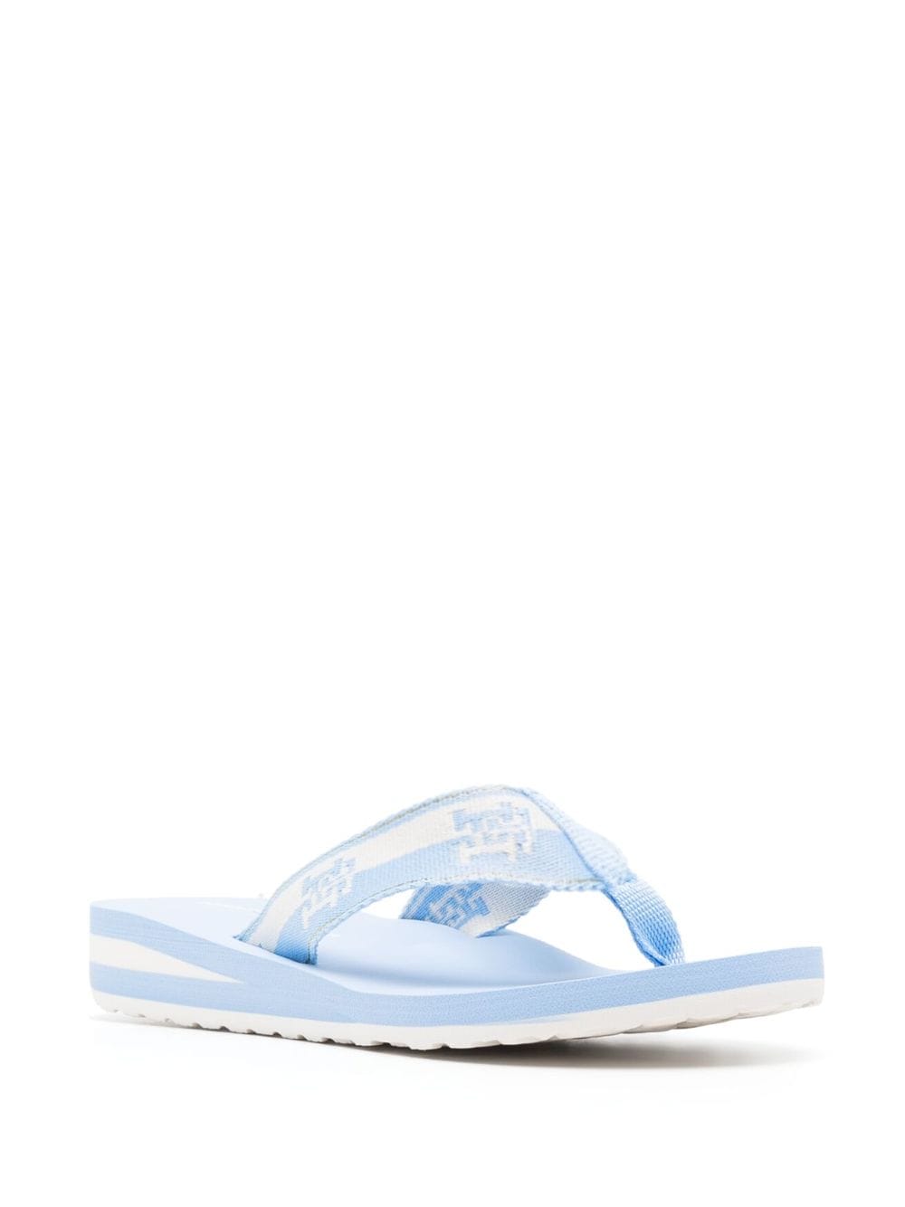 Shop Tommy Hilfiger Jacquard-logo Flip Flops In Blue