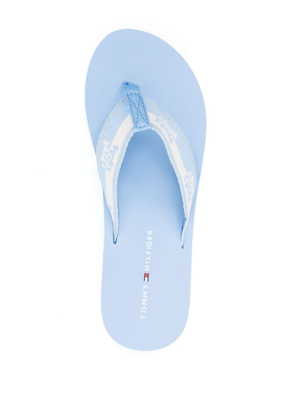 Shop Tommy Hilfiger Jacquard-logo Flip Flops In Blue