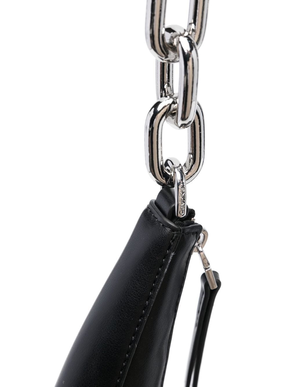 Shop Calvin Klein Ruched Chain-link Shoulder Bag In Black