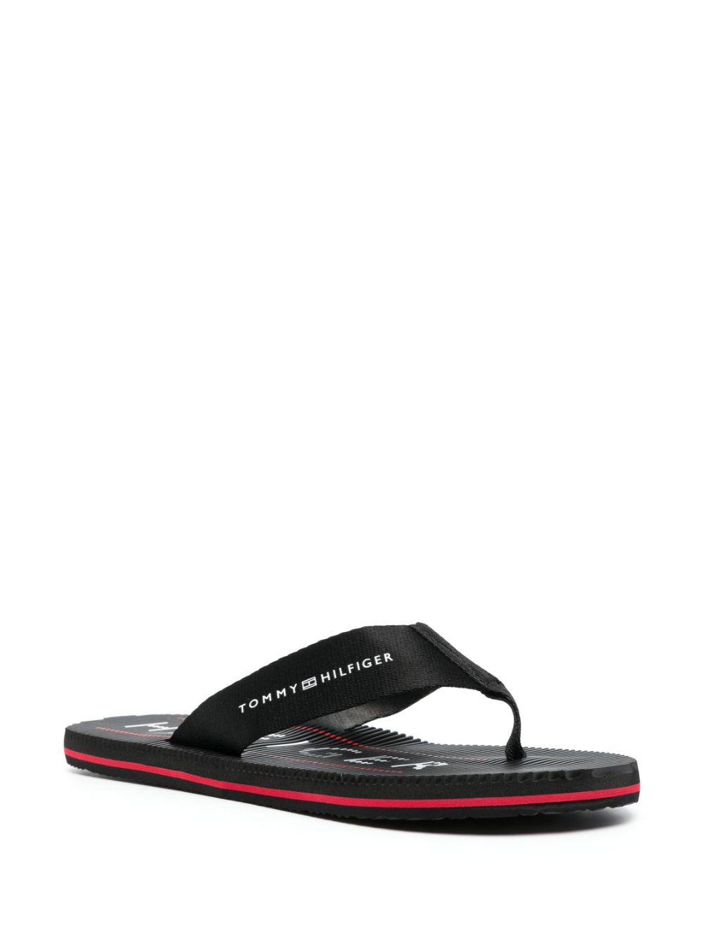 Tommy Hilfiger logo-embossed flip flops - Zwart