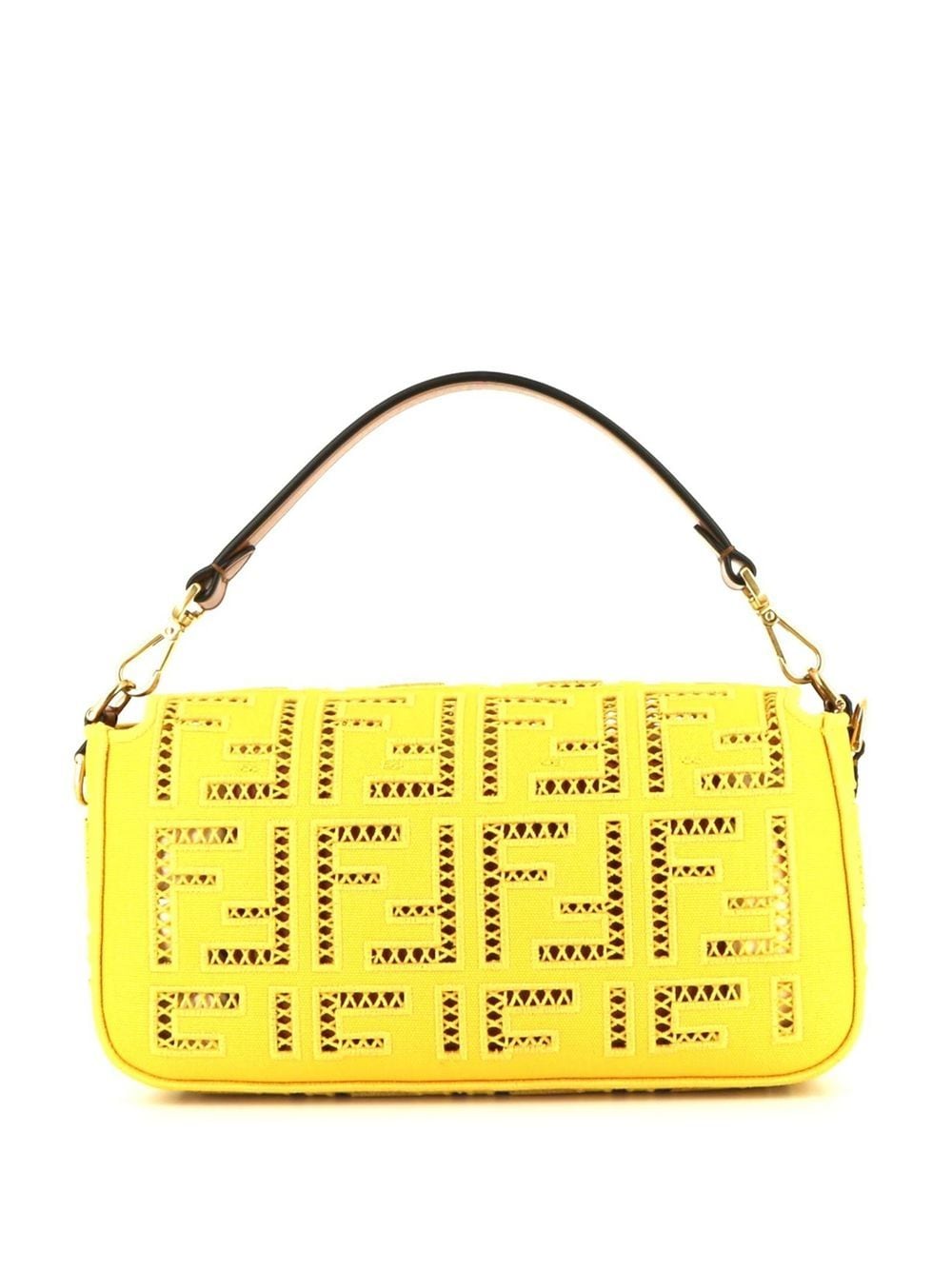 Pre-owned Fendi 2020s Baguette Embroidered Shoulder Bag In Yellow