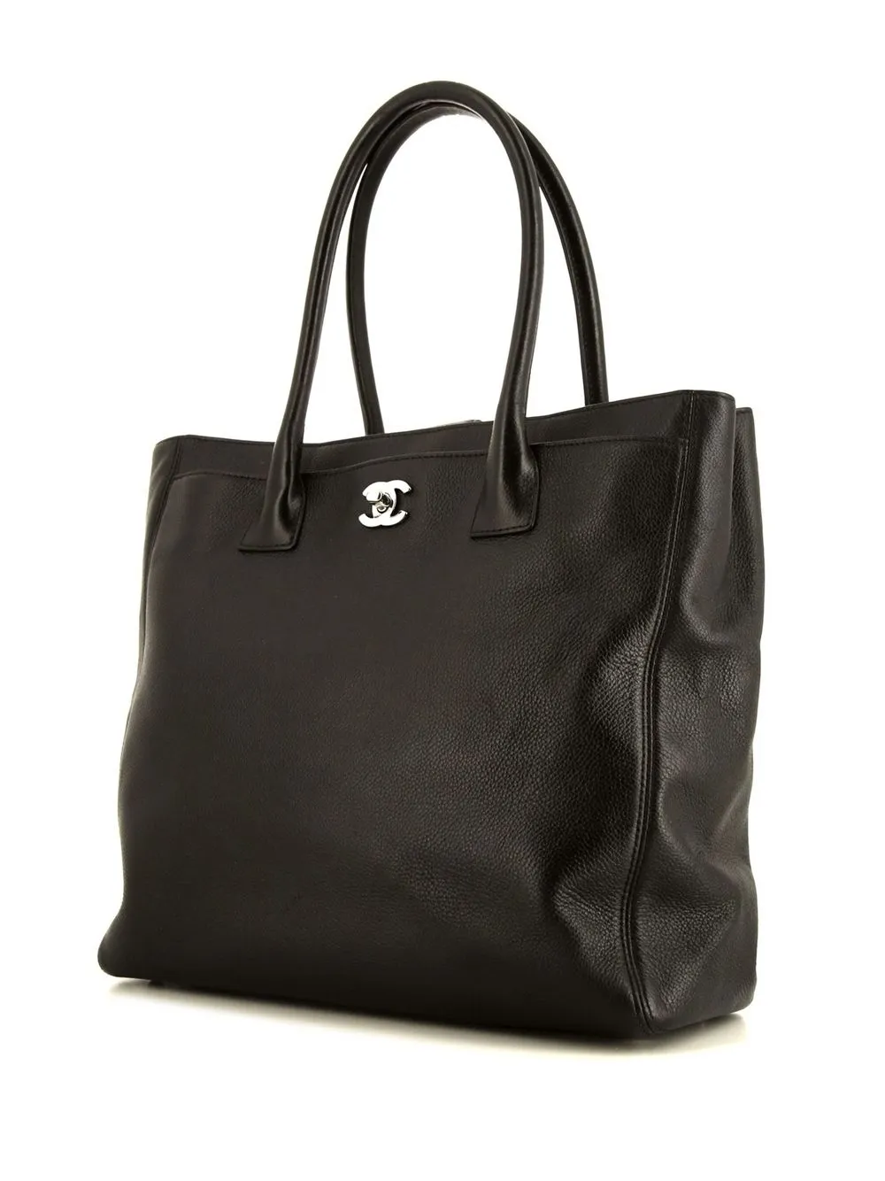 Pre-owned Chanel 2013 Cc Leather Tote Bag In Black