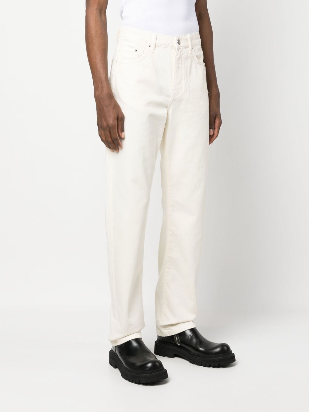 Shop Karl Lagerfeld Ikon 2.0 Straight-leg Denim Pants In White