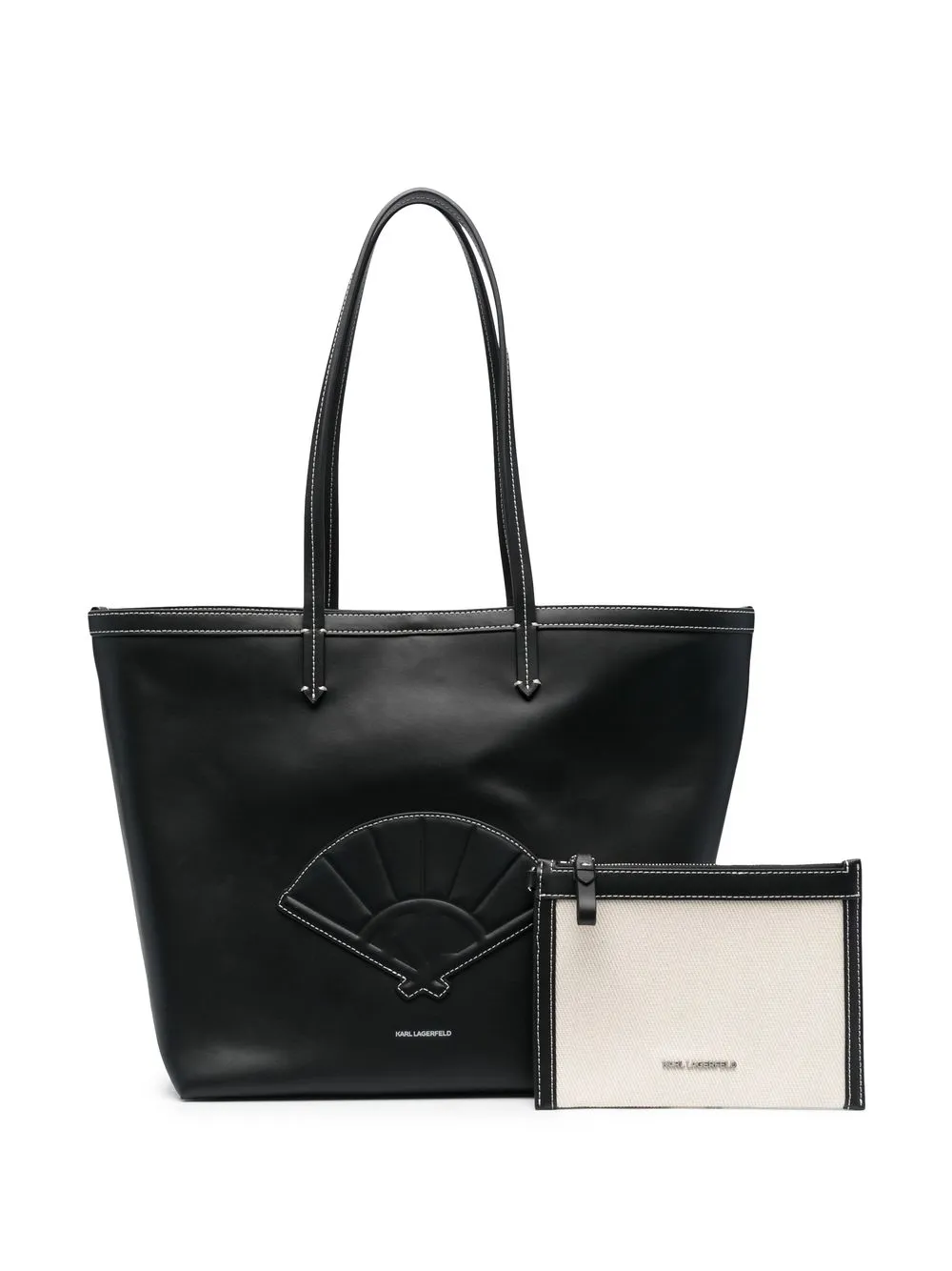 Karl Lagerfeld Large Fan Embossed Tote Bag In Black