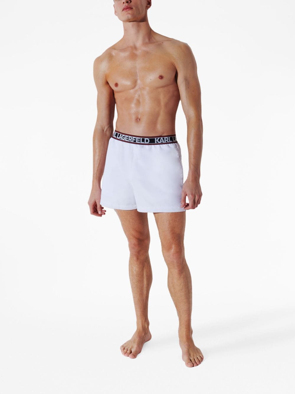 KARL LAGERFELD ESSENTIAL LOGO-PRINT SWIM SHORTS 