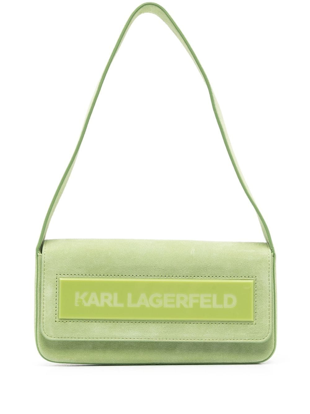 Karl Lagerfeld Small Essential K Suede Bag In Green