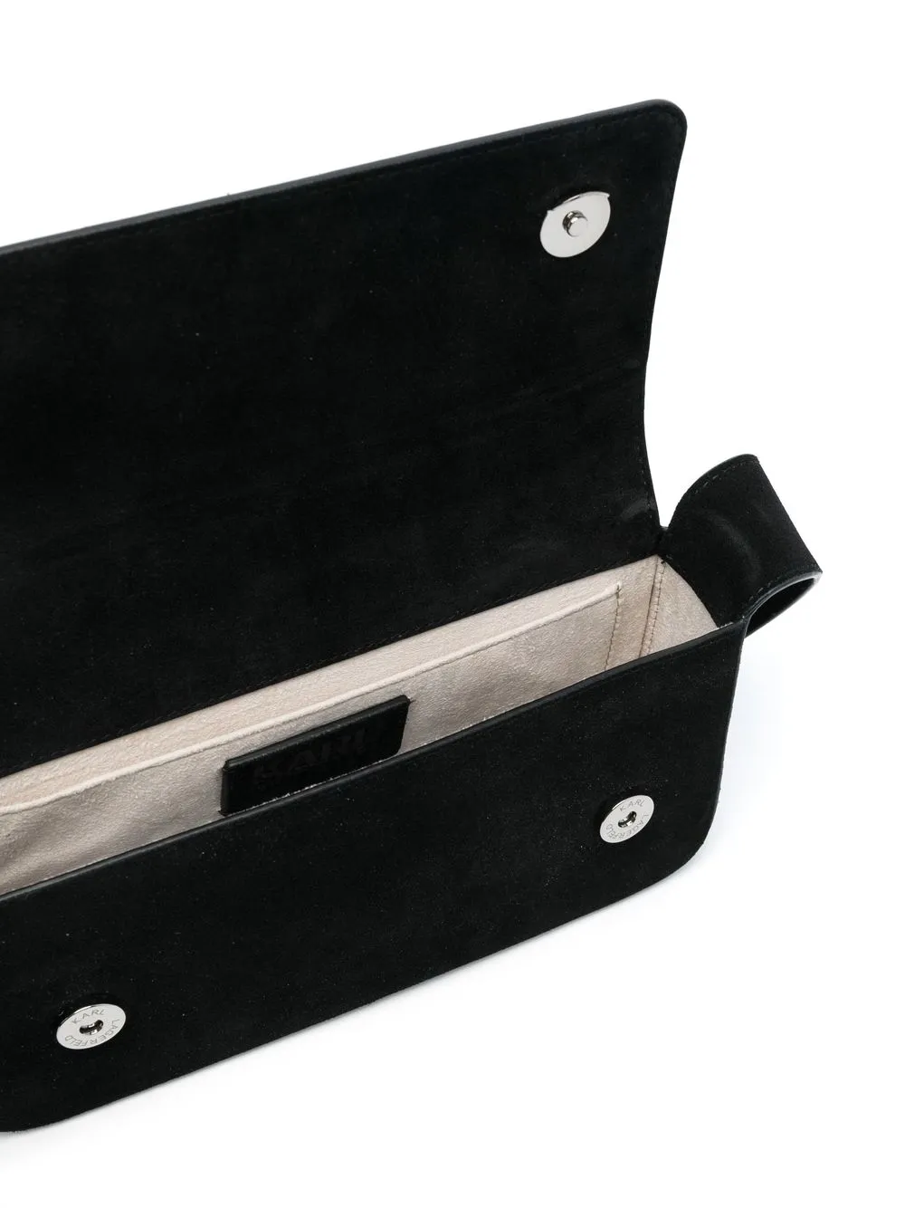 Karl Lagerfeld Essential K Suede Shoulder Bag In Black