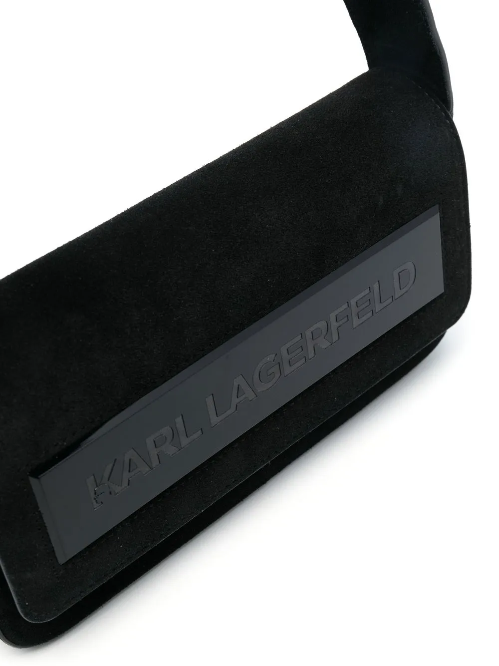 Karl Lagerfeld Essential K Suede Shoulder Bag In Black
