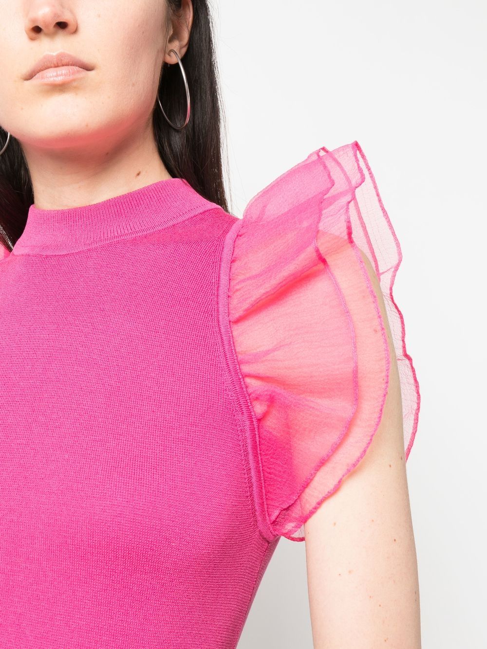 Shop Karl Lagerfeld Puff-sleeve High-neck Top In Pink