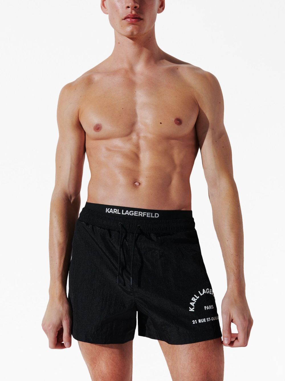 Shop Karl Lagerfeld Rue St-guillaume Swim Shorts In Black