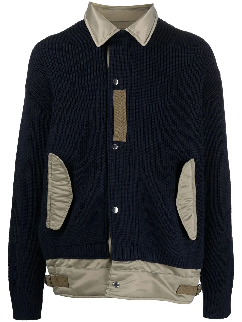 

sacai two-tone knitted bomber jacket - Blue