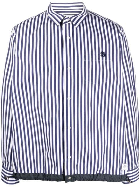 sacai raised-logo striped shirt