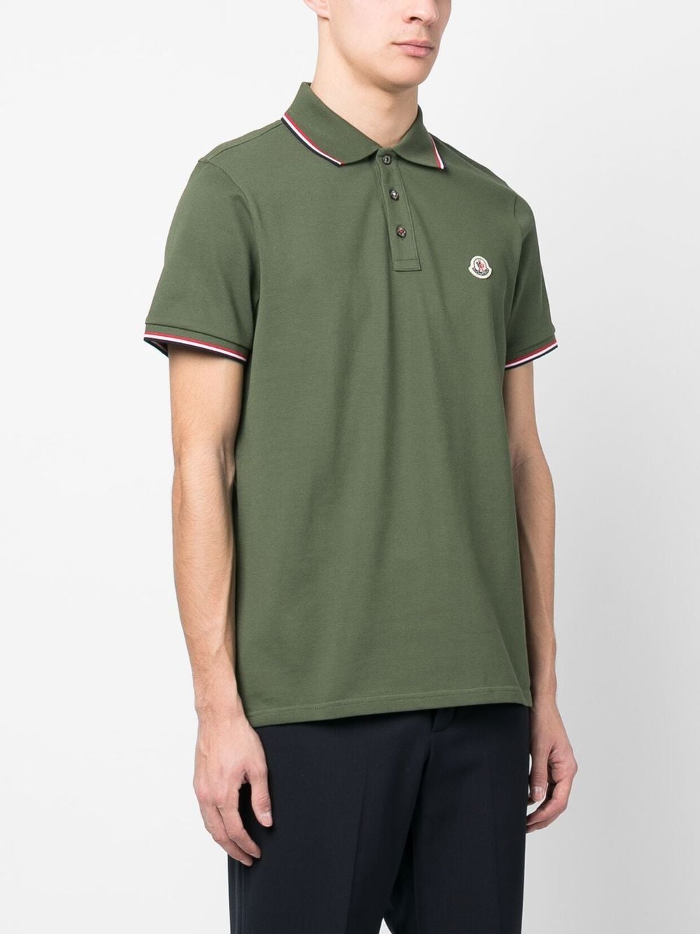 Shop Moncler Chest Logo-patch Detail Polo Shirt In Green