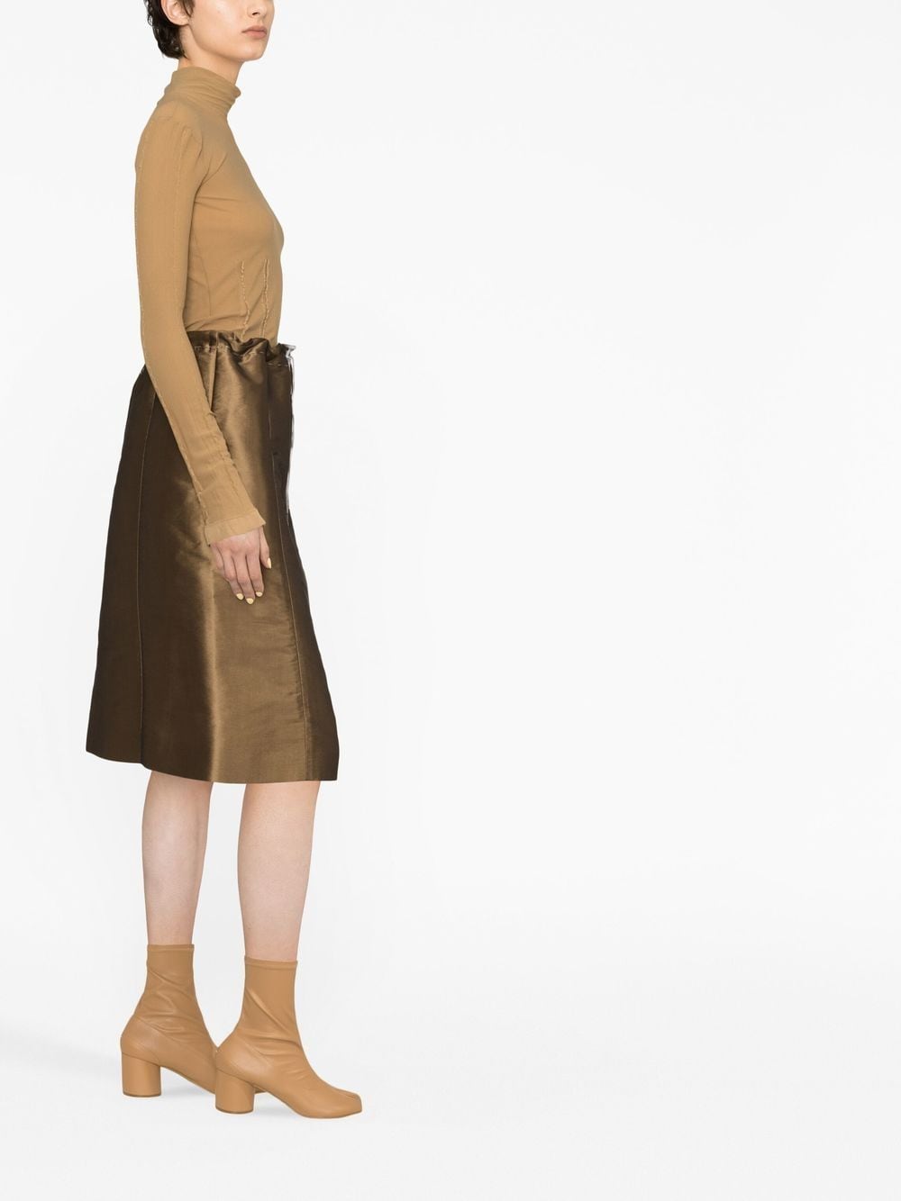 Shop Maison Margiela Moiré-effect A-line Skirt In Brown