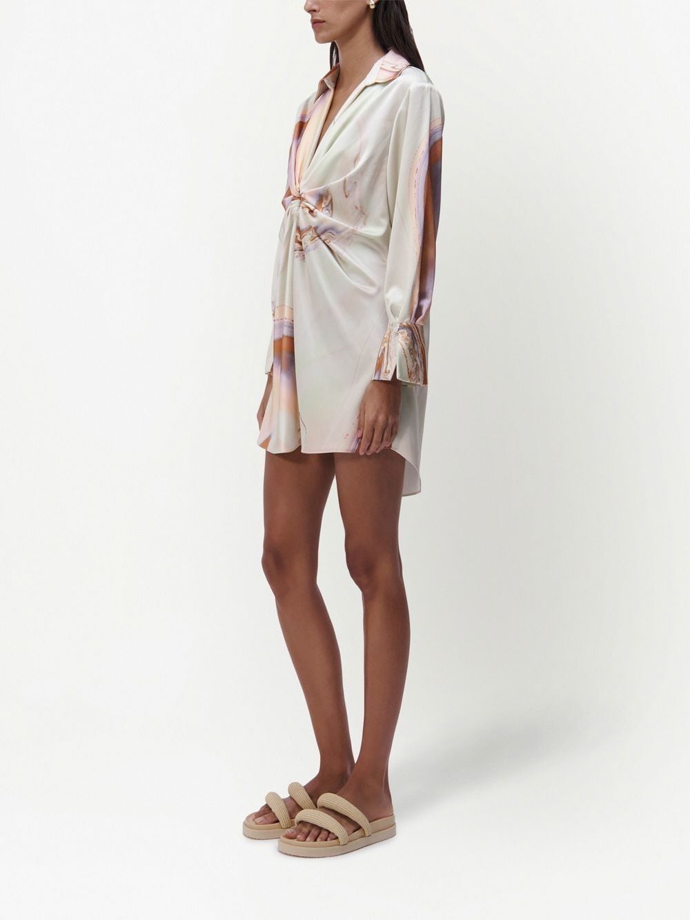 Shop Jonathan Simkhai Roma Gathered-detail Shirt Dress In Neutrals