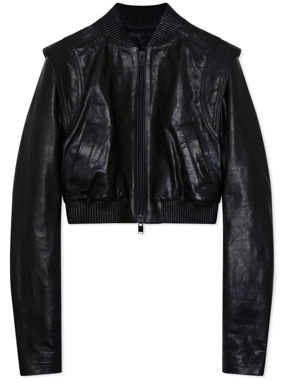 Simkhai Doreen Cropped Leather Jacket In Black | ModeSens