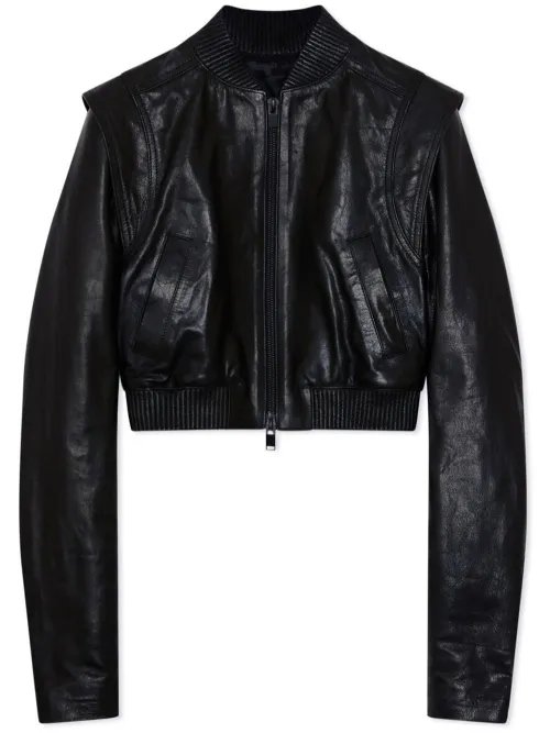 Veste en cuir Doreen à coupe crop - Simkhai - Modalova