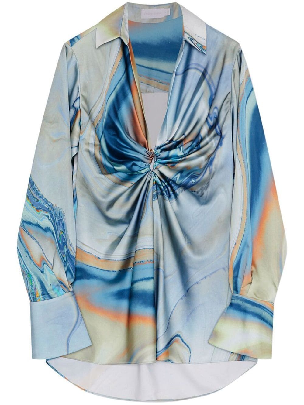 Shop Jonathan Simkhai Roma Gathered-detail Shirt Dress In Blue
